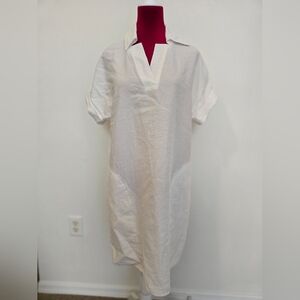 Banana Republic Shirt Shift Collared Dress Medium White